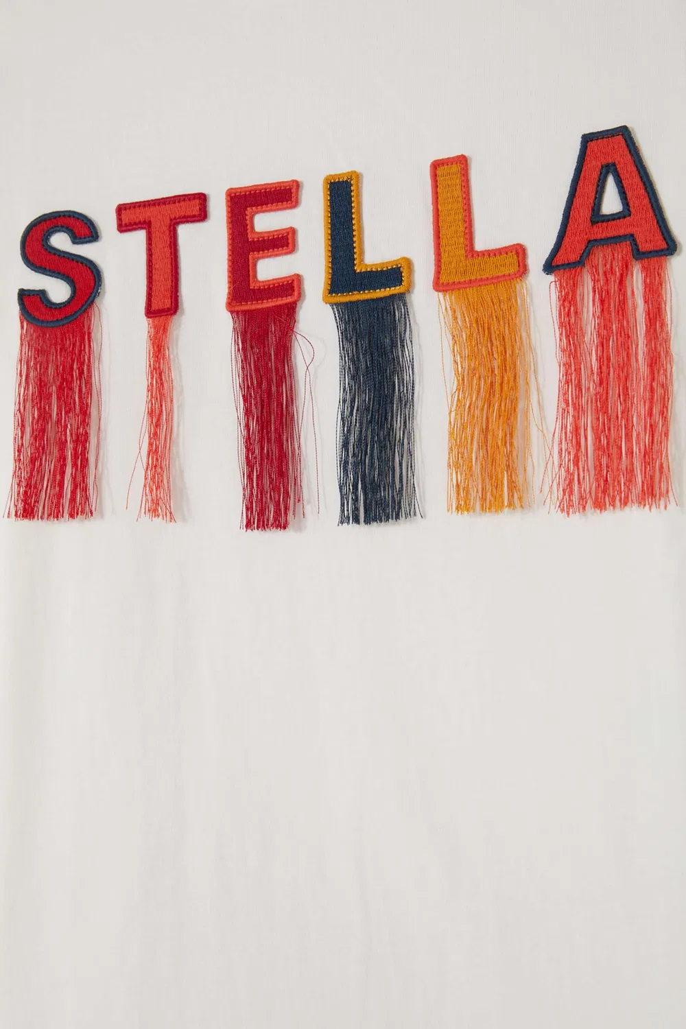 Футболка с аппликацией-логотипом и бахромой из хлопка Stella McCartney — фото 4
