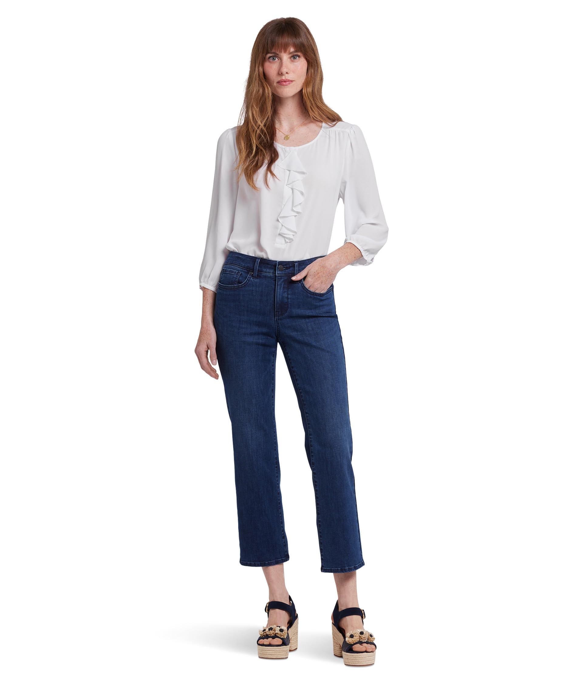 

Джинсы NYDJ Petite Marilyn Straight Ankle Jeans in Ibiza Blues, цвет Ibiza Blues