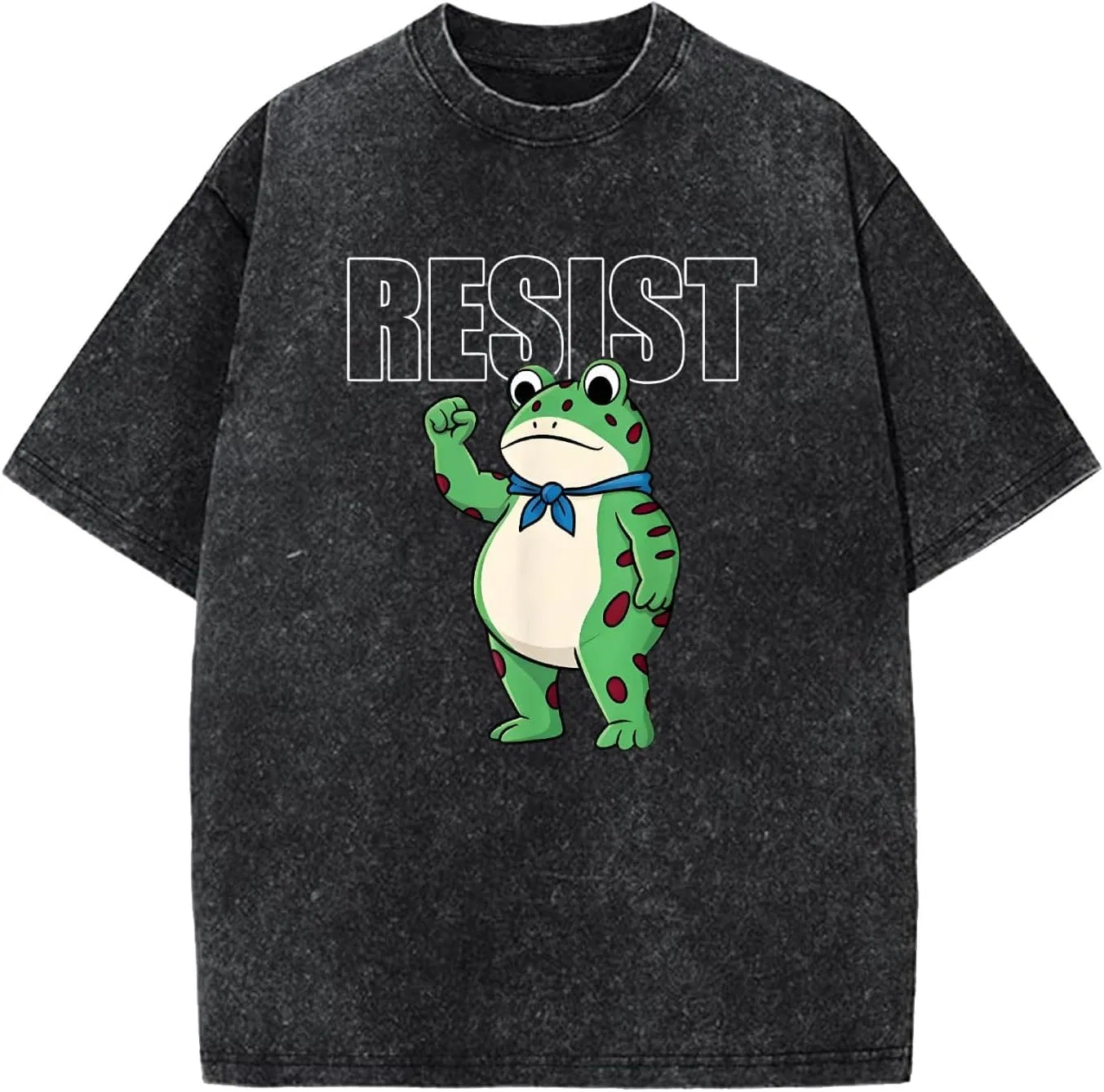 Мужская футболка с принтом лягушки Frogs Resist Shirt-004, Wash Black