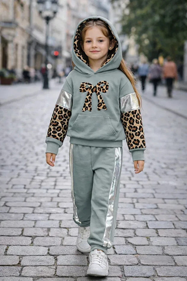 Детский спортивный костюм для девочек с капюшоном Prenses Peri Kids, Green