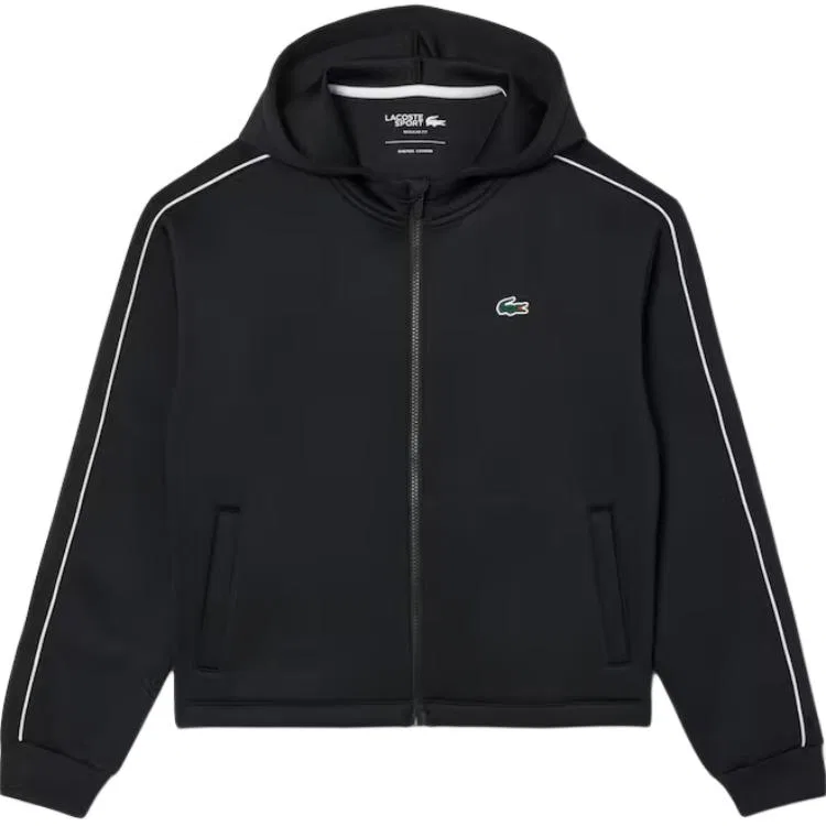 Женская куртка-олимпийка с полосками Lacoste, Черный