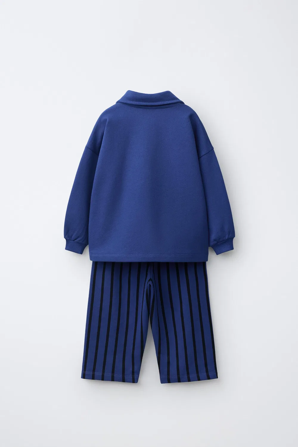 Комплект из полосатой толстовки-поло и широких брюк. ZARA, Bluish — фото 2