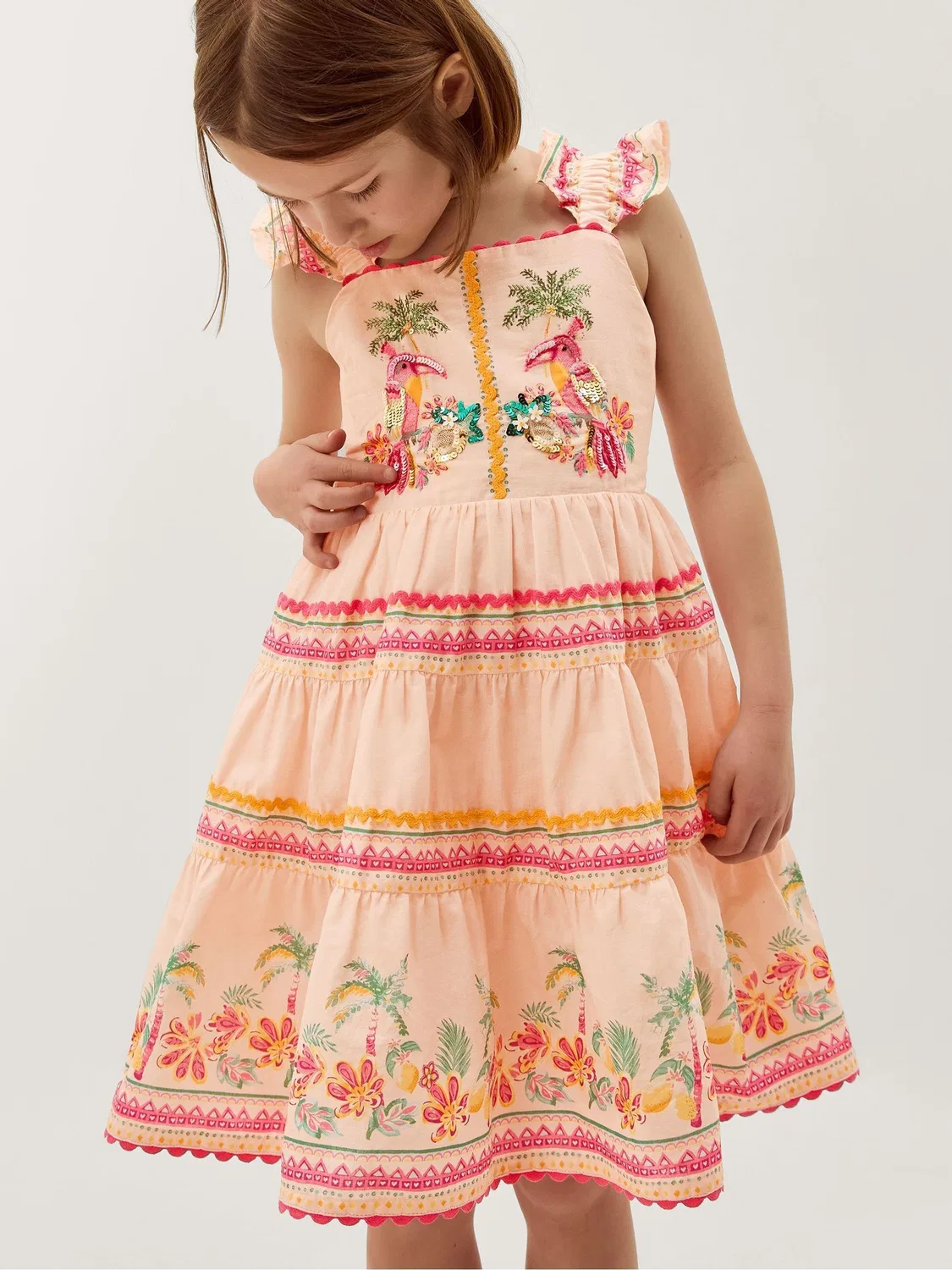 Платье с тропическим принтом, Tina Monsoon, розовый