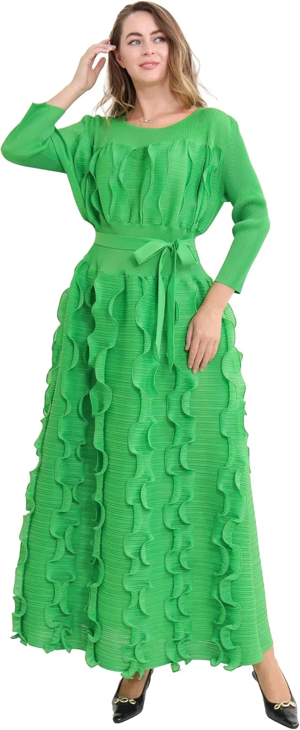 Женское платье миди с 3/4 рукавом, Bright Green