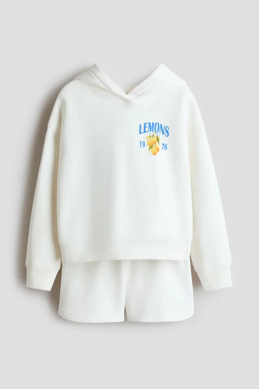 Костюм-Двойка с худи и шортами H&M, Weiß/Zitronen