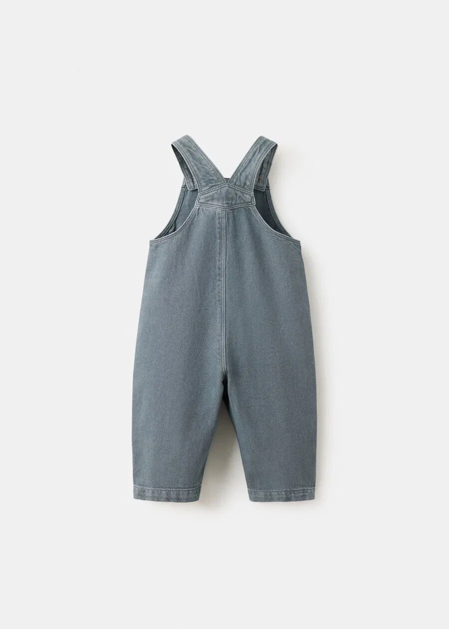 Детский свободный комбинезон MANGO KIDS 'PINE' из синей джинсовой ткани — фото 2