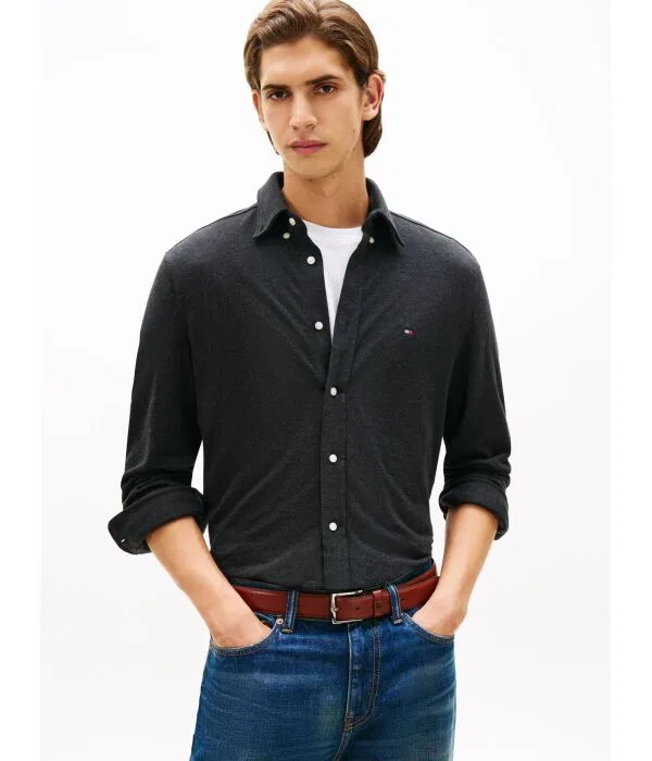 Мужская рубашка из пике Tommy Hilfiger, черный