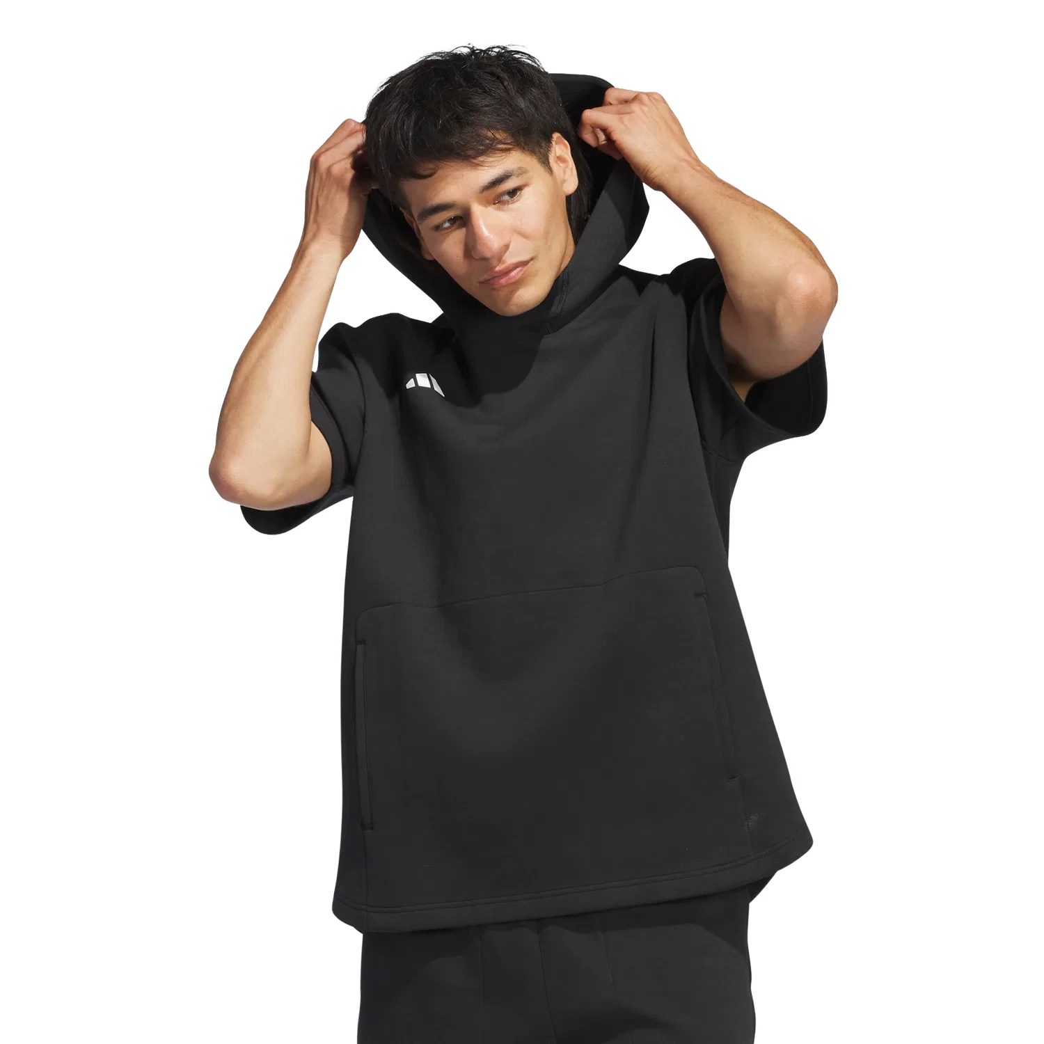 Свободное худи с коротким рукавом Adidas, черный — фото 2
