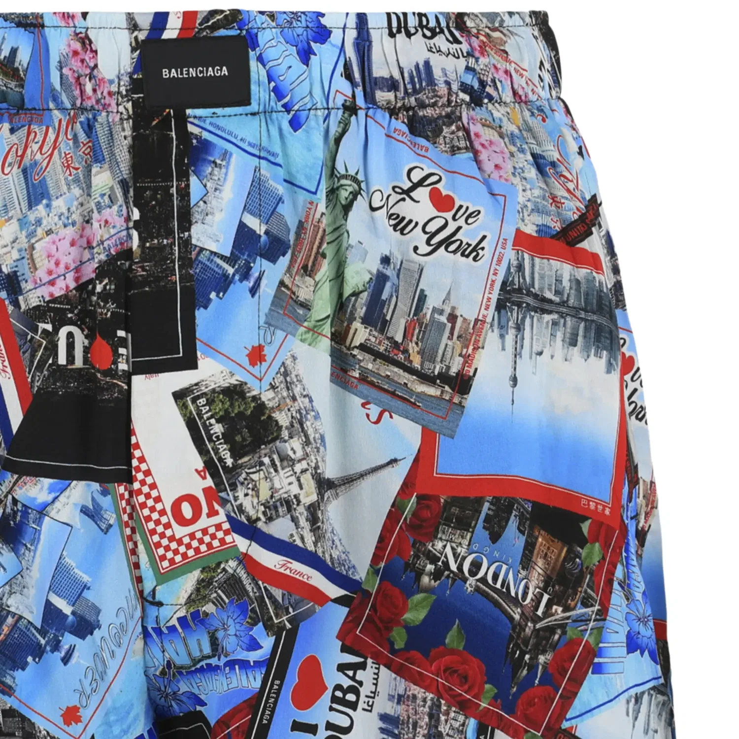 Пижамные шорты Balenciaga Mixed Scraves из шелкового крепа, мультиколор — фото 3