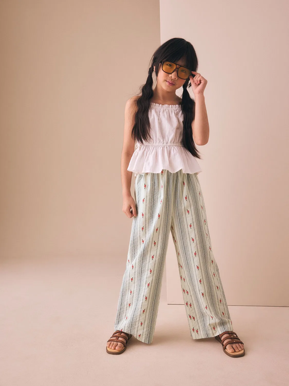 Широкие брюки с цветочным принтом, Floral Stripe Pullon Wide Leg Trousers Next, Floral Stripe — фото 2