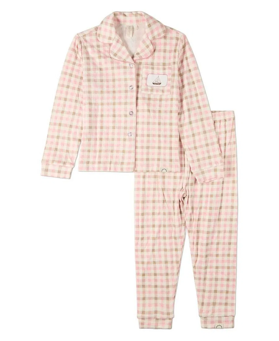 Детский комплект пижамы из футера с принтом Let Your Dreams Set Sail MeMoi, Pink