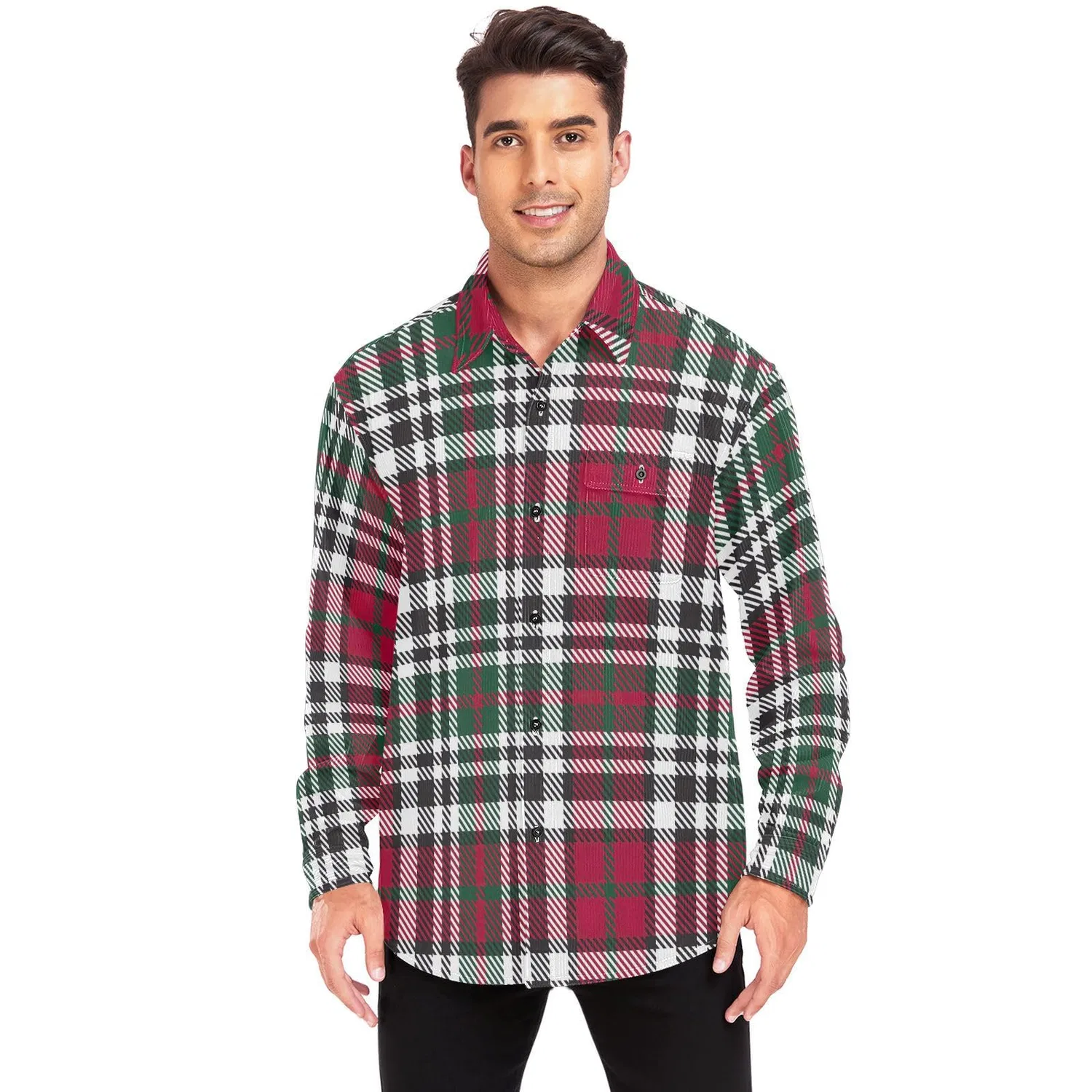 Женская куртка из вельвета с длинным рукавом и отворотами, Cool Plaid Rosso Verde — фото 2