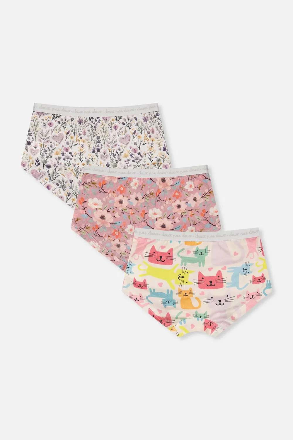 Детские трусы-шорты комплект из 3 штук с принтом Deux par Deux, Feminine Print — фото 2