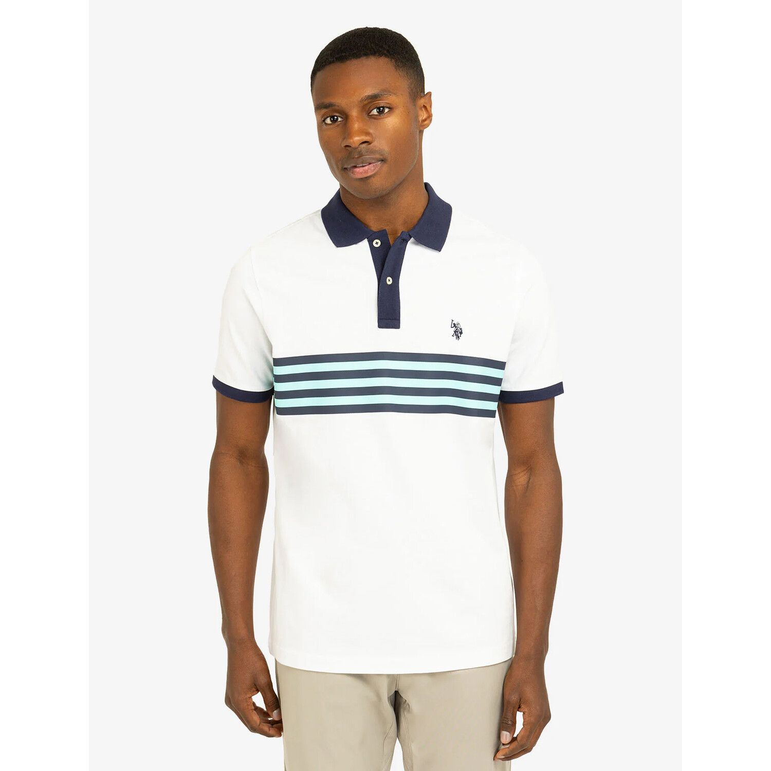 

Футболка-поло U.S. Polo Assn Printed chest stripe pique, белый