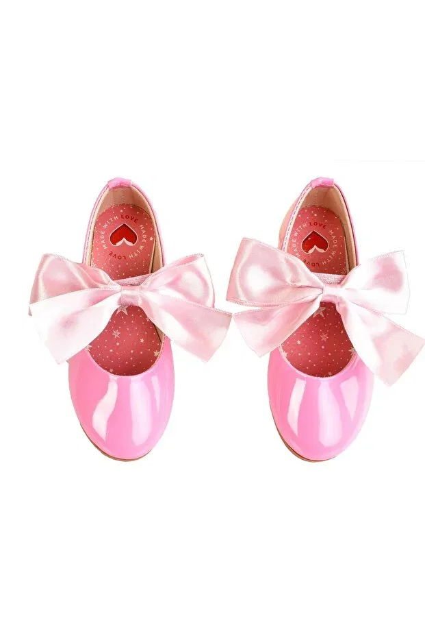 Детские балетки для девочек с бантом Minibonito, Pink