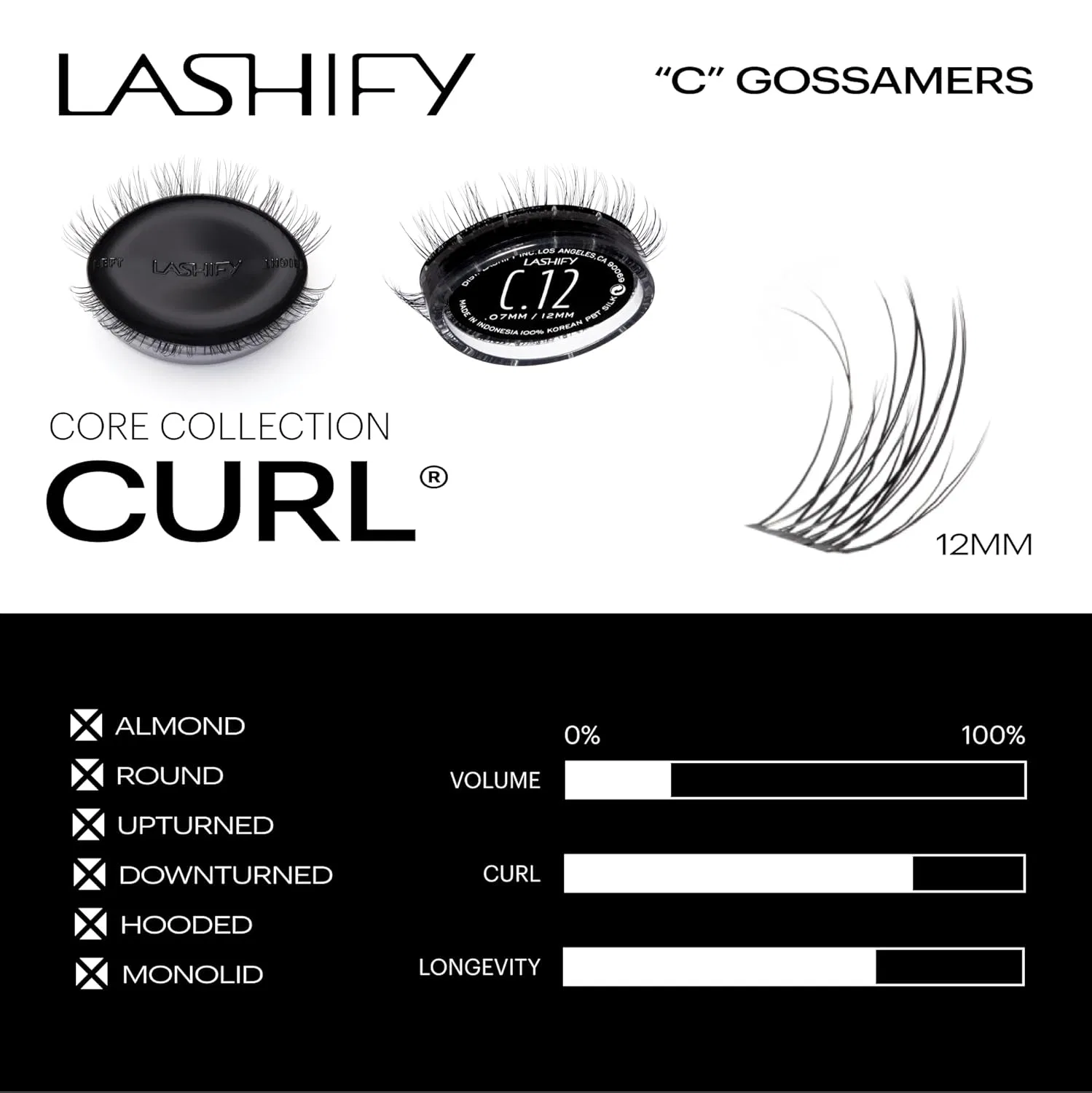 Рефилл ресниц Lashify Curl Gossamer 12mm, Black — фото 3