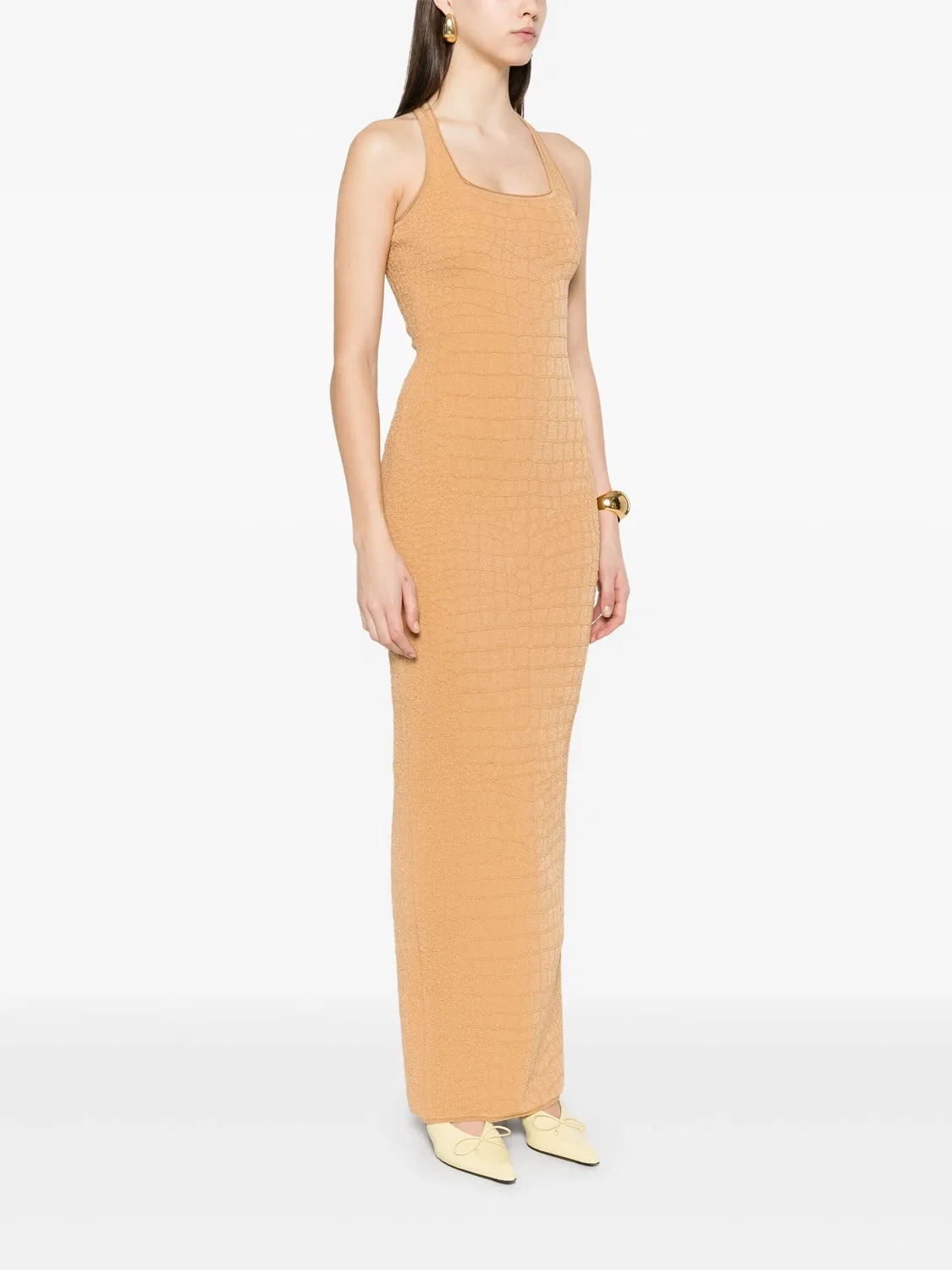 Платье из вискозы с элементами эластана Jacquemus, коричневый — фото 4