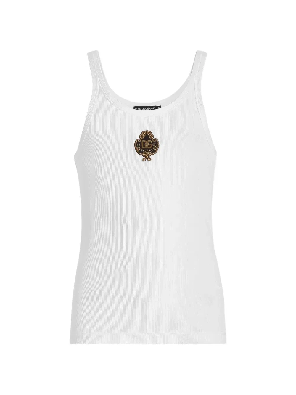 Майка в рубчик с нашивкой Dolce & Gabbana, белая