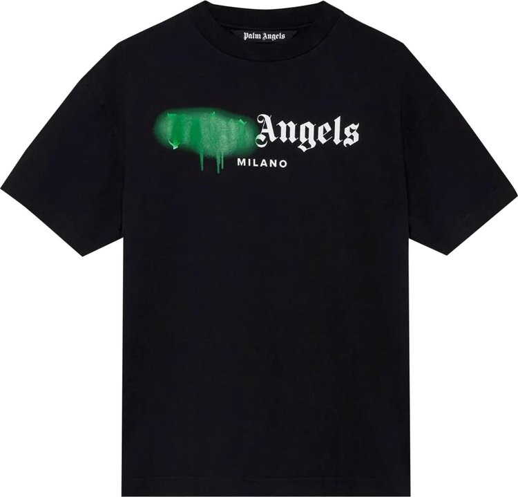 

Футболка Palm Angels Milano Sprayed Logo T-Shirt 'Black/Green', черный