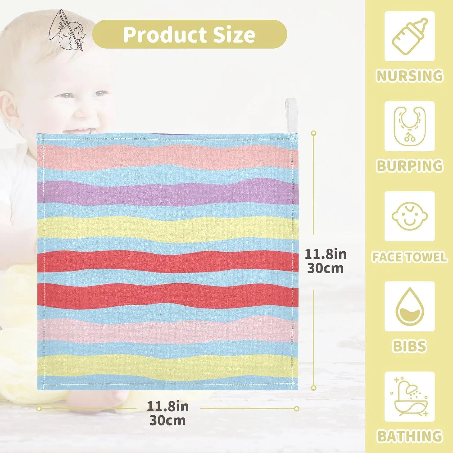 Мочалки для купания детские 30x30 см, 5 шт, JUMBEAR, мультиколор — фото 2