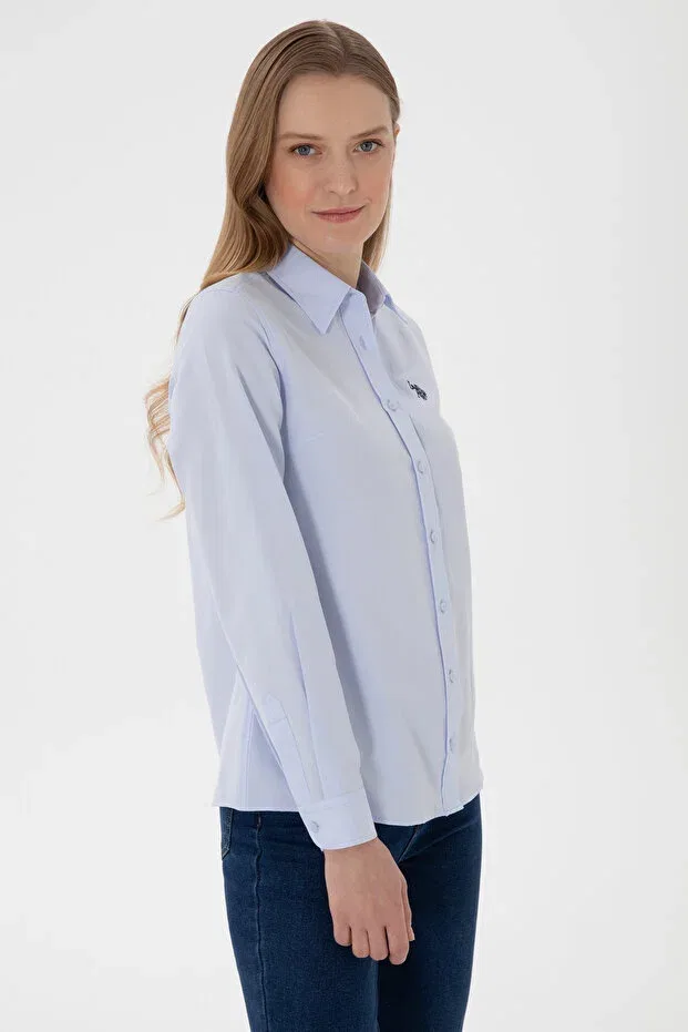 Женская рубашка с длинным рукавом Basics U.S. Polo Assn., Light Blue — фото 2
