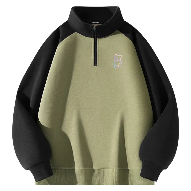 Детский свитшот с принтом B Dazzling Color Bear Chest Logo, MINISO, Palm Green