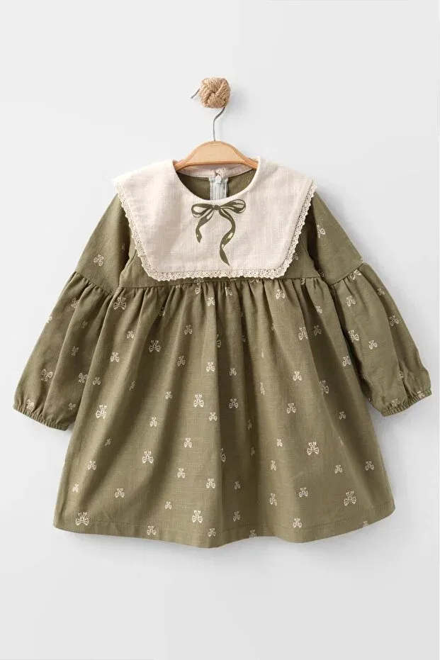 Детское платье для девочек с длинным рукавом Es, Khaki — фото 3