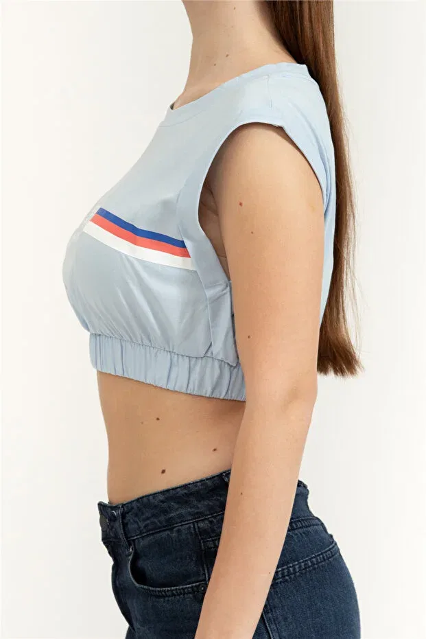 Женская футболка на тонких бретелях Emporio Armani, Light Blue — фото 3