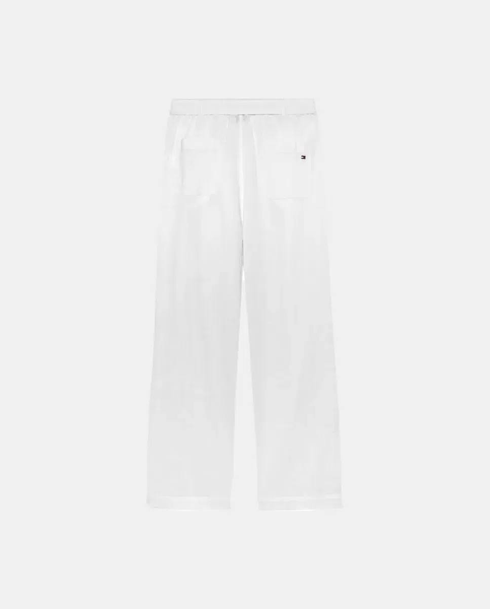 Детские брюки для девочек льняные с поясом Tommy Hilfiger, Blanco — фото 2