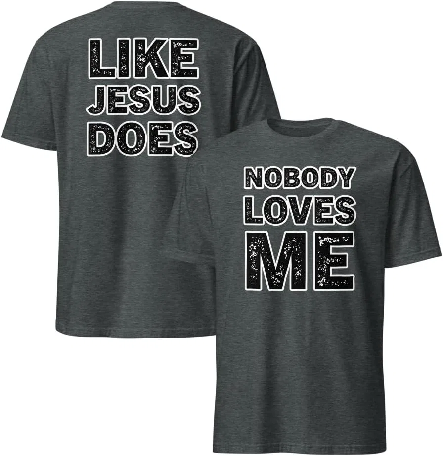 Мужская футболка с принтом Nobody Loves Me Like Jesus Does 64000 Unisex, Dark Heather