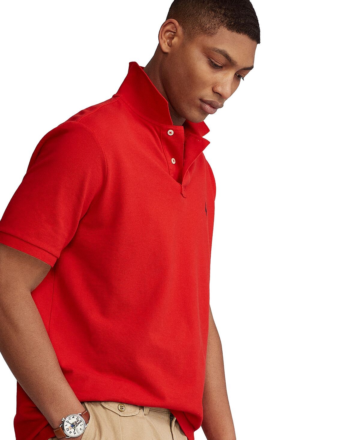 

Мужская футболка-поло классического кроя из сетчатой ​​ткани Polo Ralph Lauren, красный