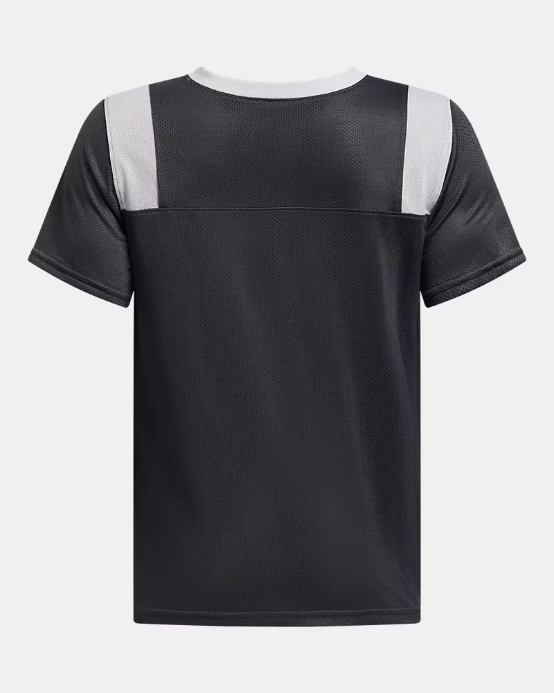 Детская спортивная футболка из дышащей сетки UA Big Win Flag UnderArmour, Castlerock/White — фото 3