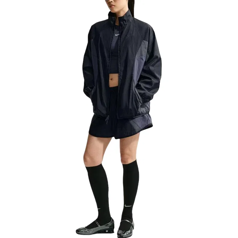 Женская куртка оверсайз Nike Sportswear Oversized Track Jacket Black Gridiron Anthracite, черный — фото 2