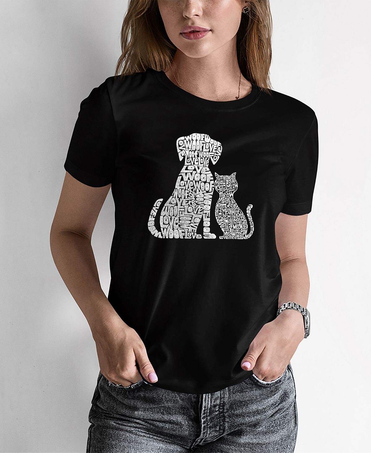 

Женская футболка word art dogs and cats LA Pop Art, черный