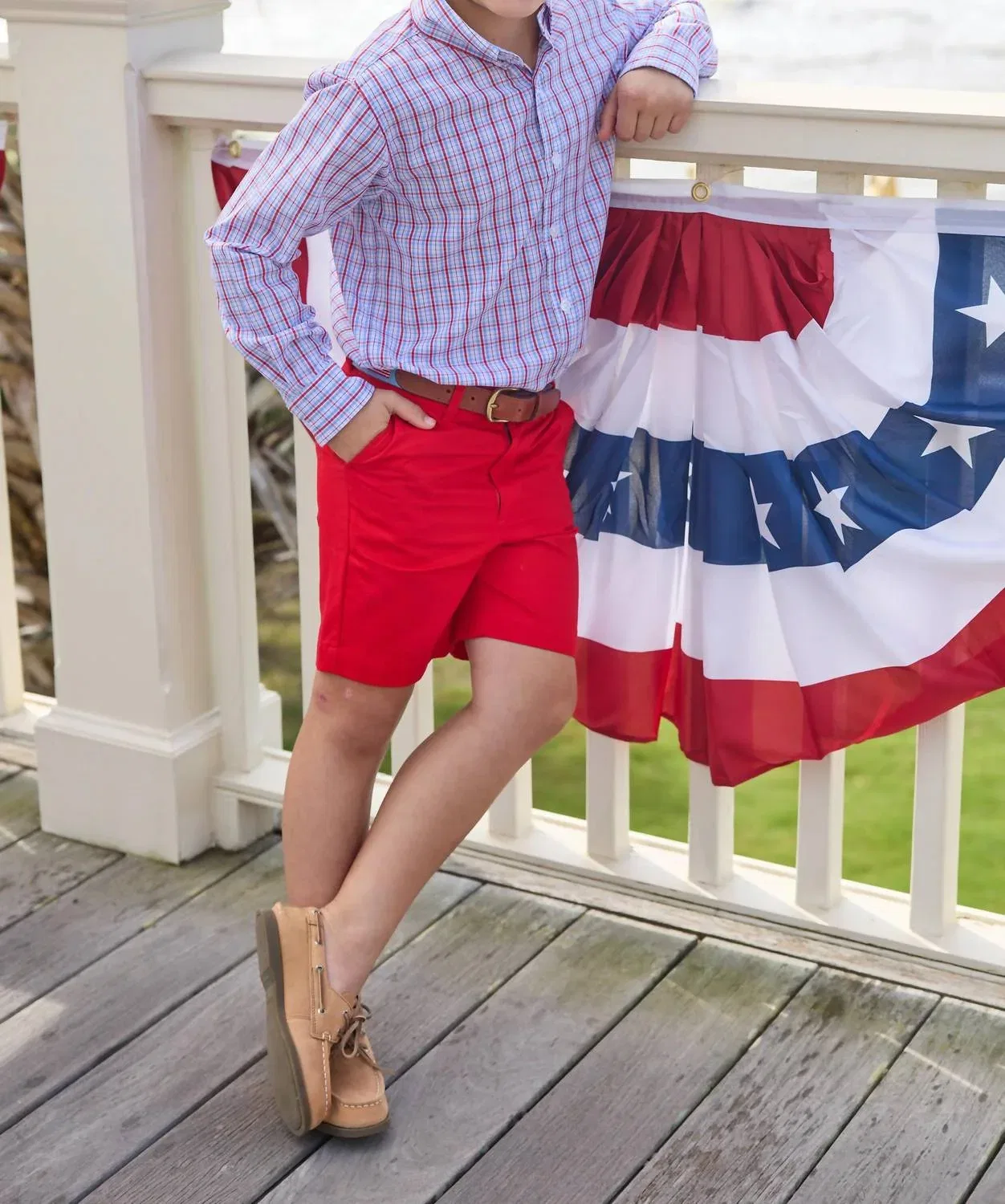 Детская рубашка на пуговицах с принтом Patriotic Plaid LITTLE ENGLISH, Patriotic Plaid — фото 3