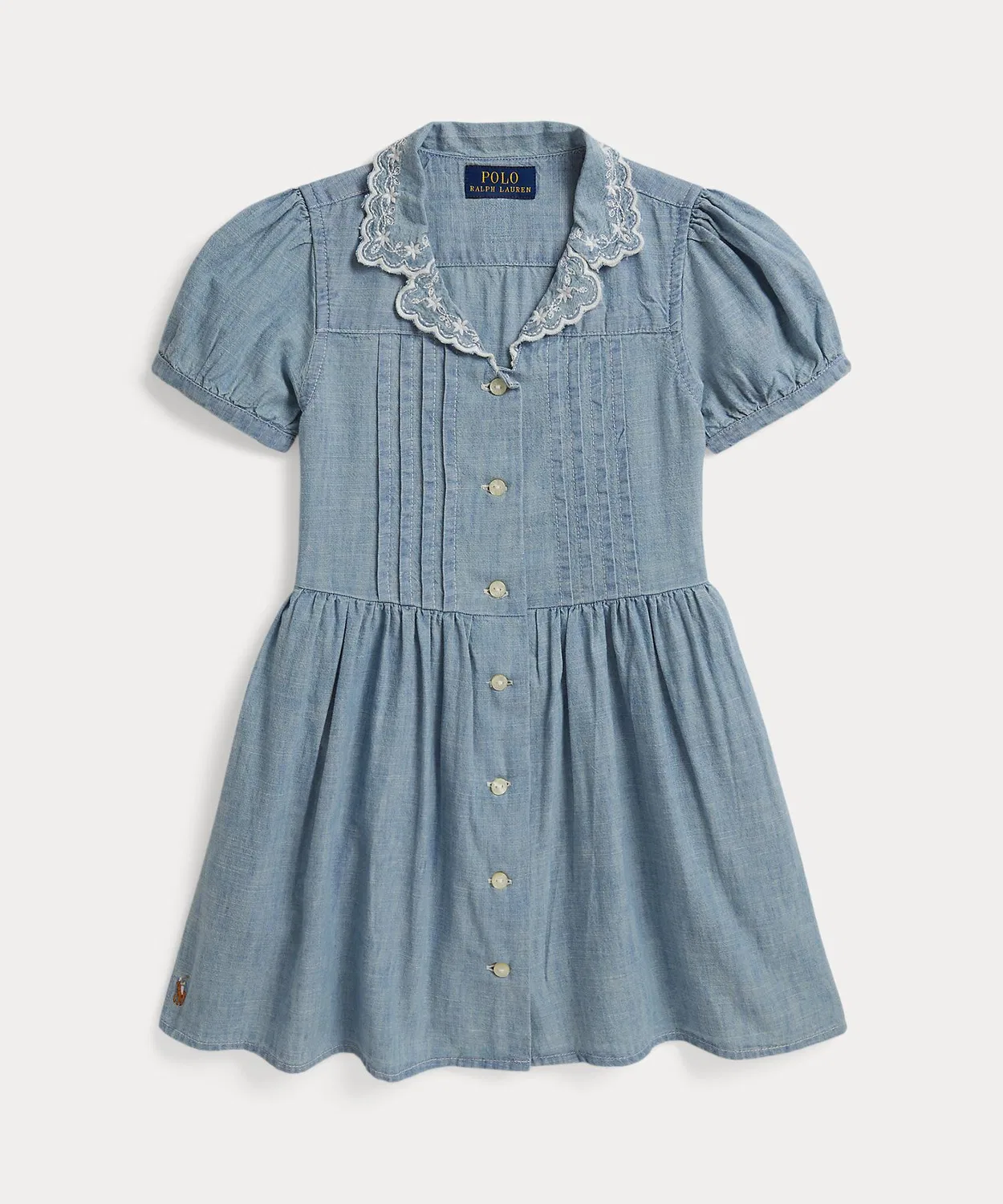 Детское платье-рубашка с длинным рукавомIndigo Cotton Chambray POLO RALPH LAUREN CHILDRENSWEAR, Синий