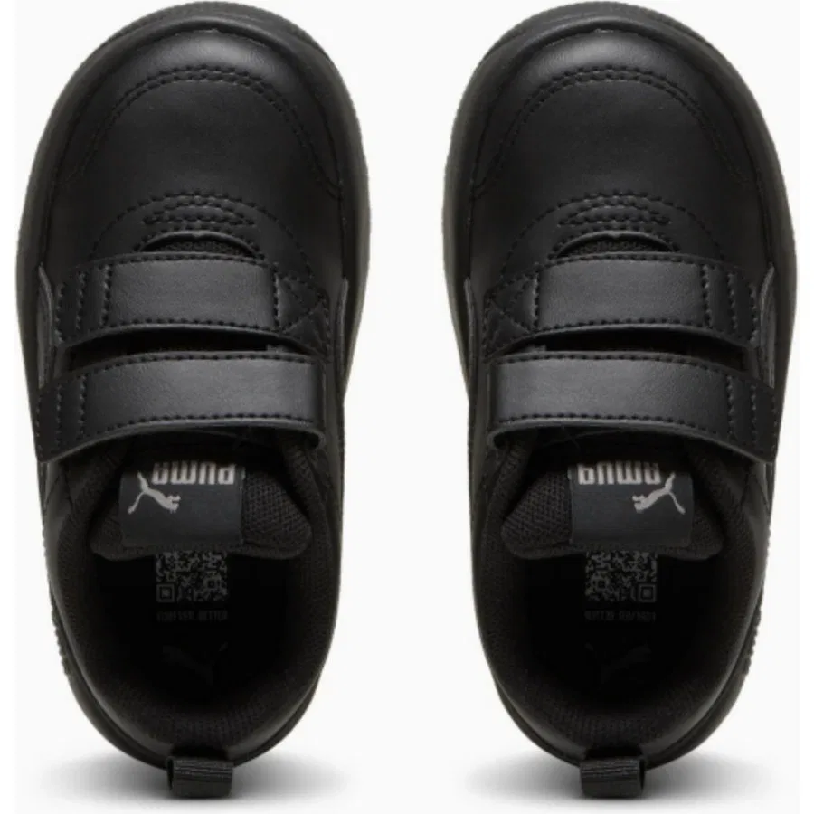 Детские кроссовки с закрытой пяткой и липучками Puma Courtflex V3 Inf, Черно-белый — фото 4