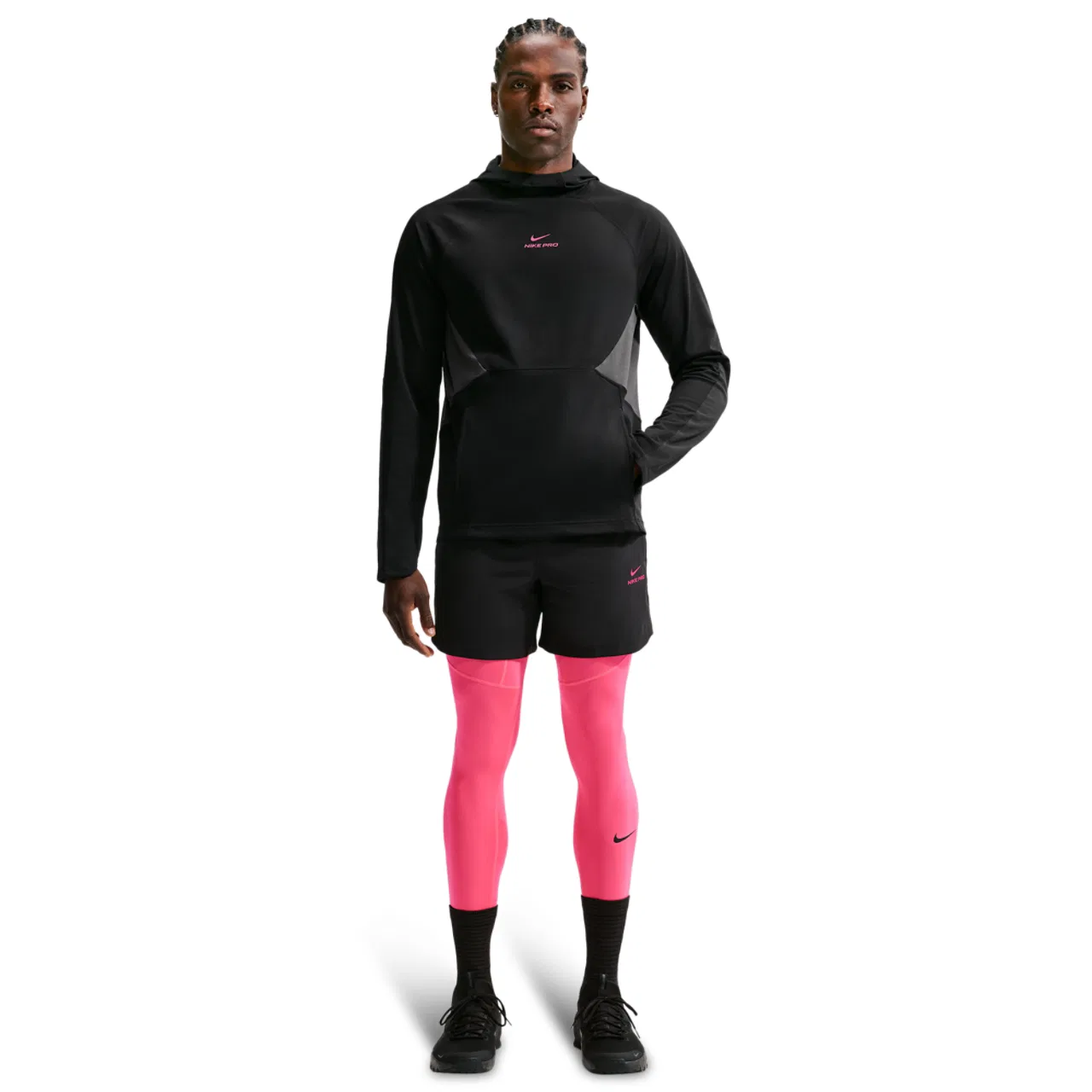 Мужская куртка с капюшоном Nike Pro Training Dri-FIT Midlayer Top, Hyper Pink Black — фото 4