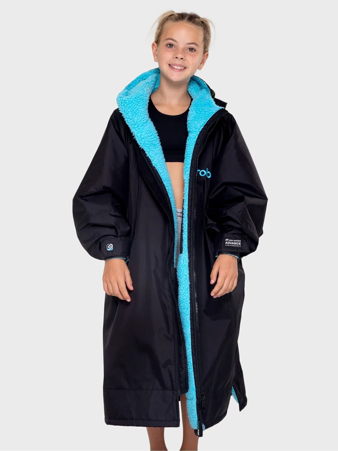 Халат для переодевания длинный, детский dryrobe Advance, черный