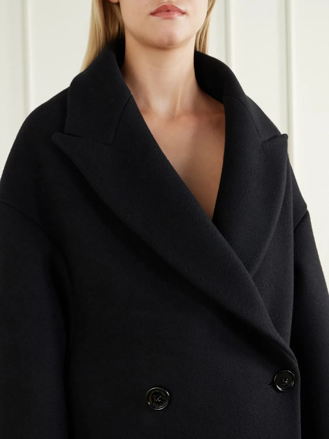 Пальто однобортное с очень свободным кроем Стола Balenciaga, черный — фото 4