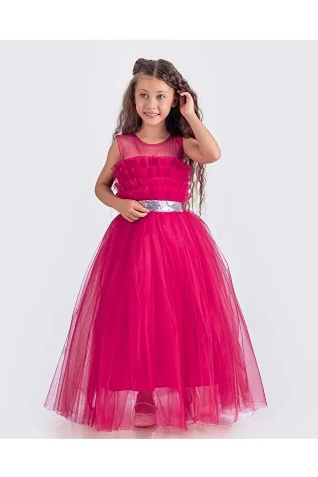Детское платье для девочек без рукавов Sapes model backless tulle girls' strap satin evening dress mnk0618 Mnk Baby&Kids, Fluoria