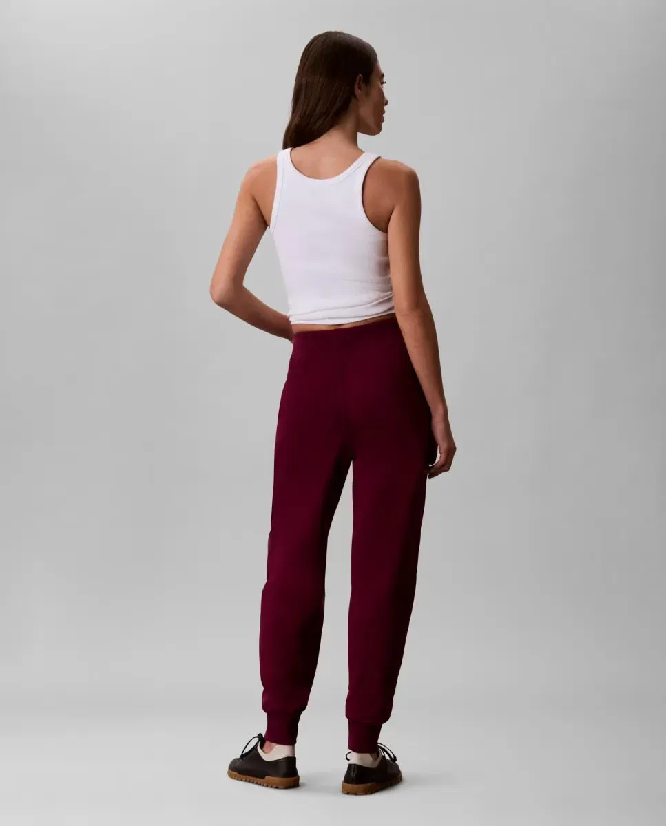 Женские спортивные брюки из футера с манжетами Calvin Klein, Бургунди — фото 3