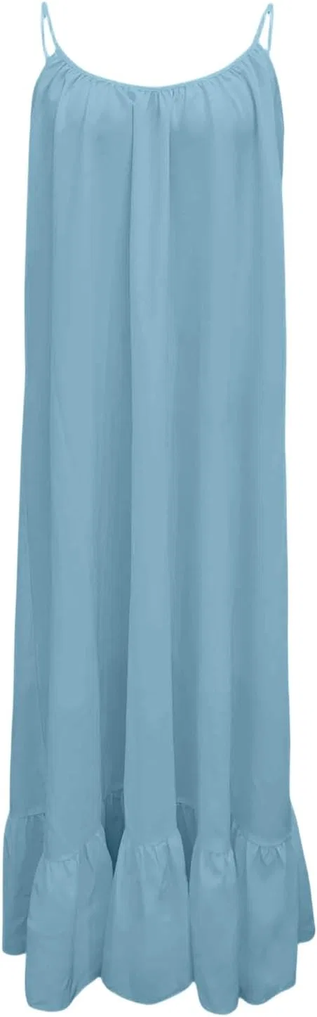 Женское пляжное платье на тонких бретелях с открытой спиной, Blue — фото 3