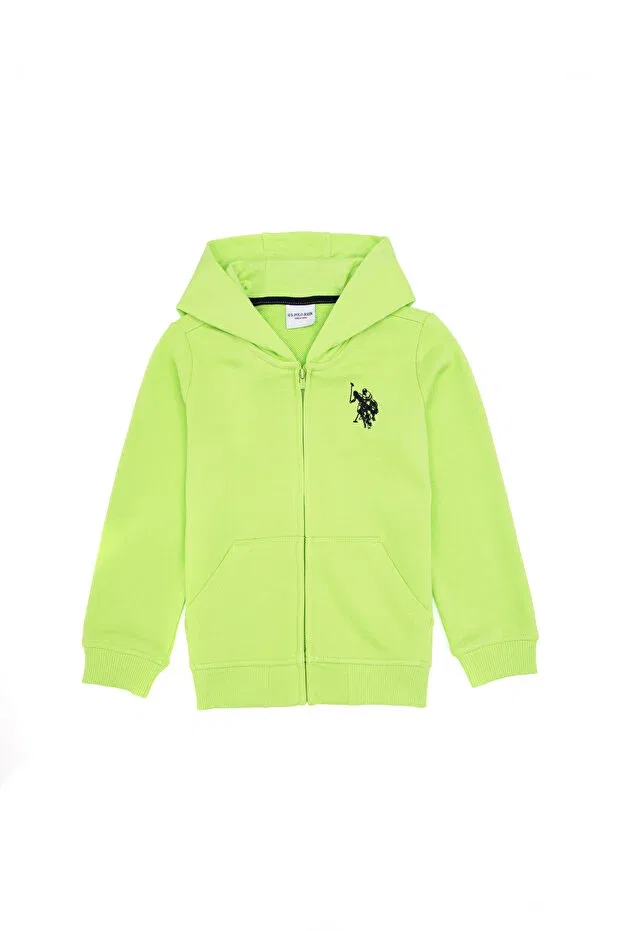 Детское худи на молнии с капюшоном U.S. Polo Assn., Apple Green — фото 3