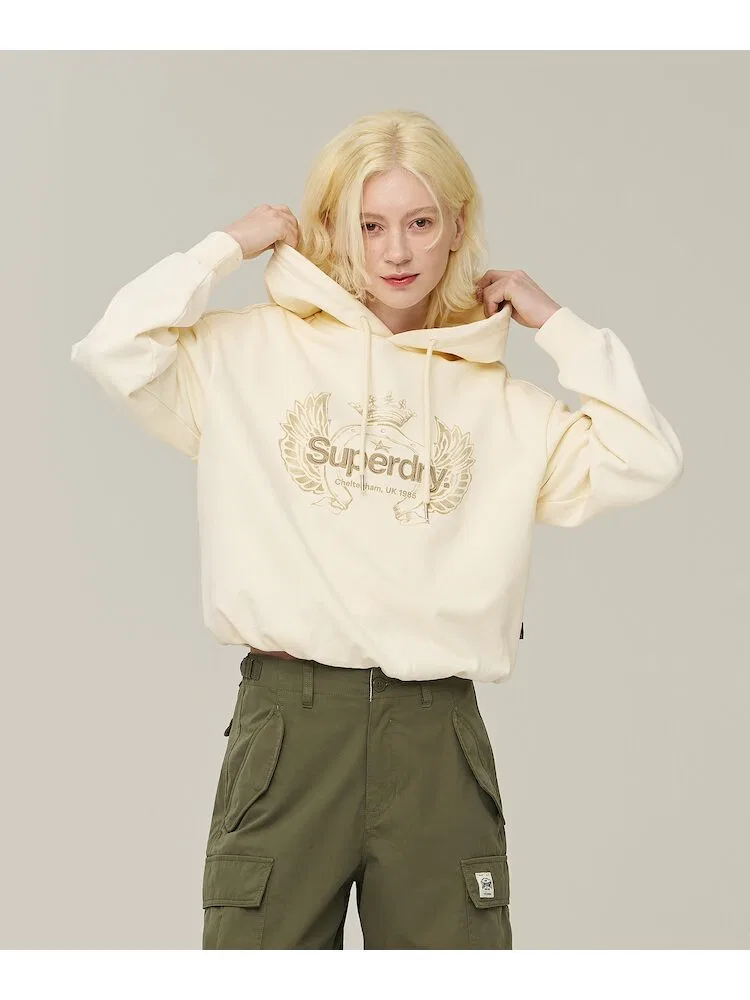 Футболка с длинным рукавом, кроп, модель W SUPERDRY, Cream — фото 2