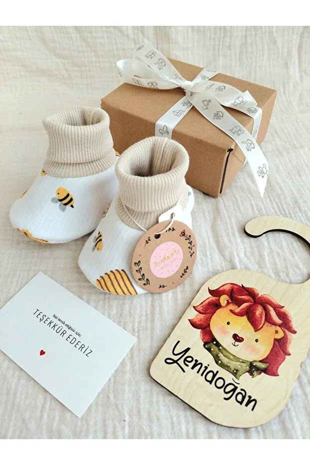 Детские пинетки для девочек с принтом Honey+Bee Zsz Tasarım, Yellow