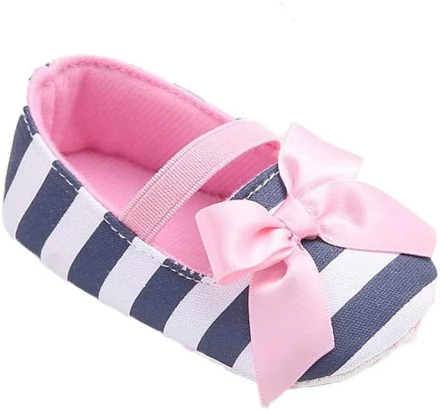 Детские кроссовки для девочек с принтом и бантом MUQGEW, Blue And White Stripe