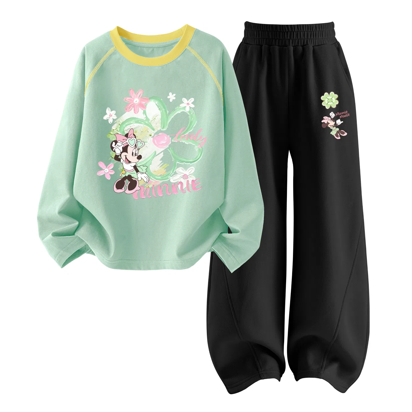 Детский спортивный костюм с принтом Disney, Цвет Diqiu Camp Spring Sprout Green+Di Tent K Black — фото 3