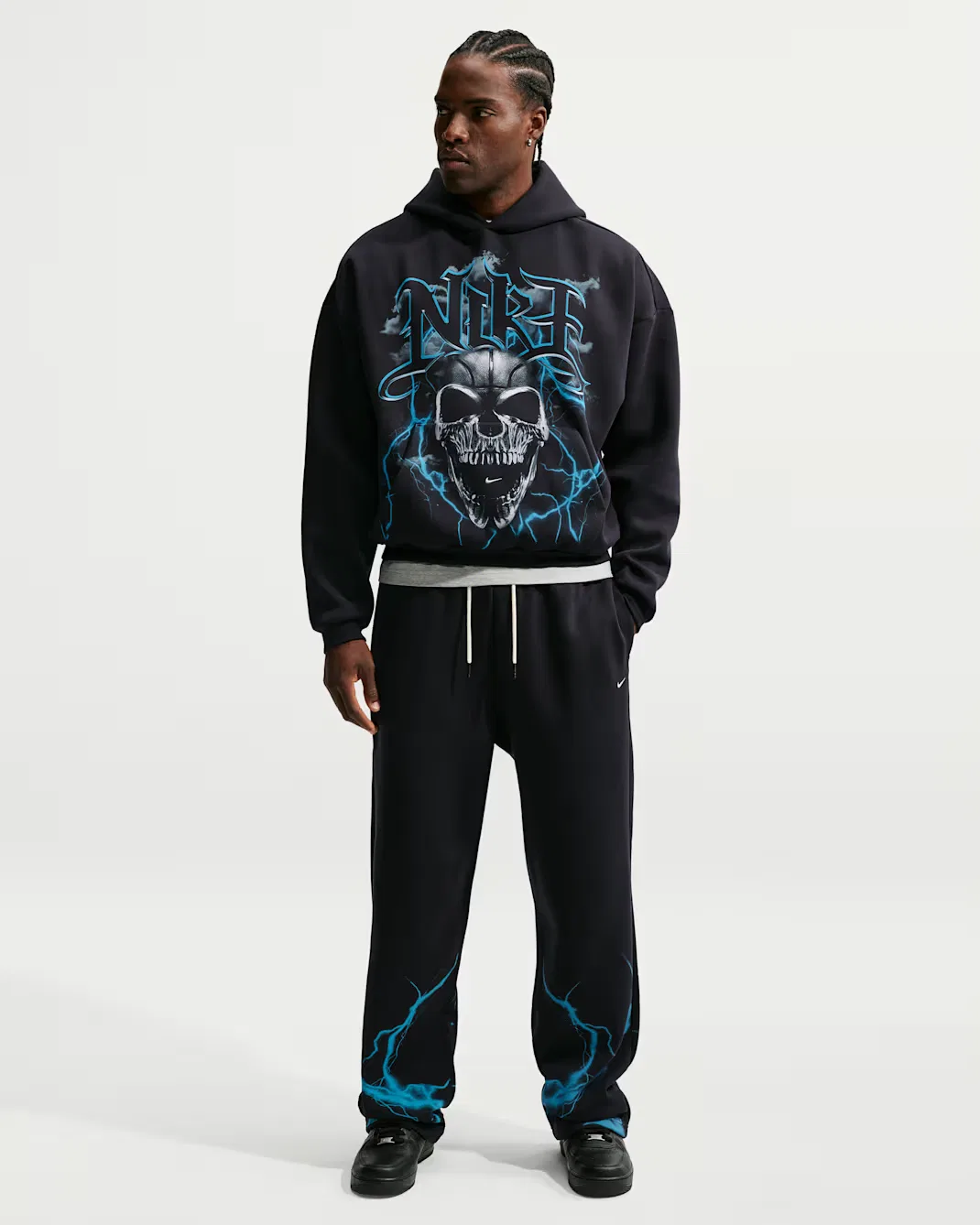Мужские баскетбольные брюки с начесом Nike Standard Issue, Black/Light Current Blue/Pale Ivory