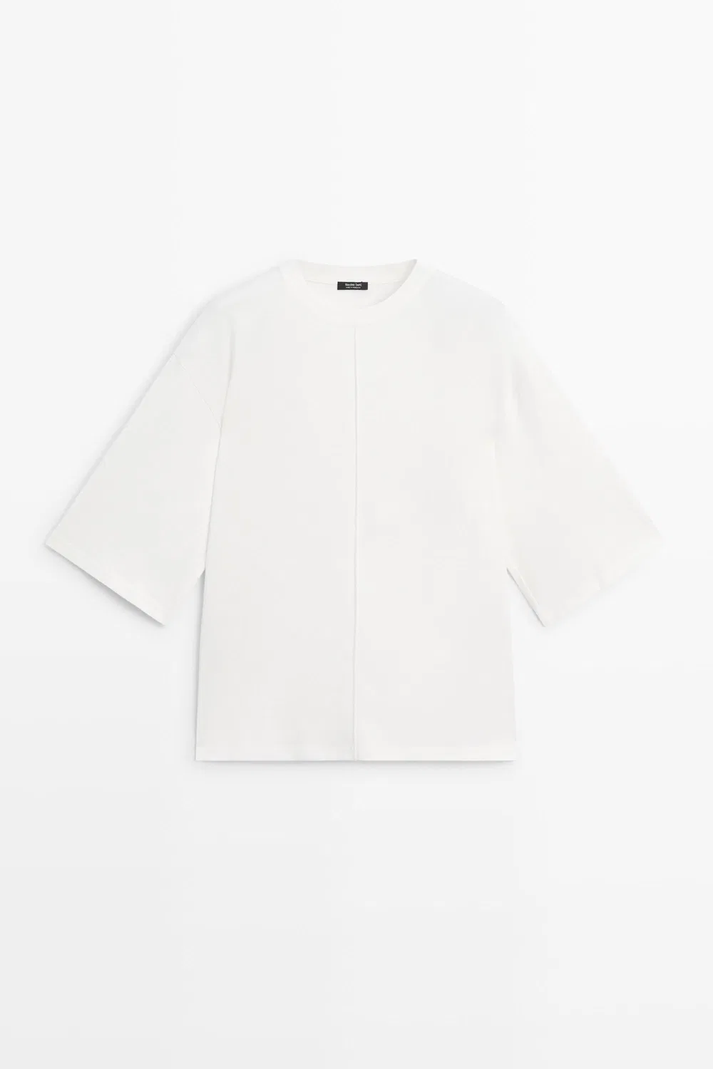 Футболка Massimo Dutti 100% Cotton Short Sleeve Seamed, кремовый — фото 2